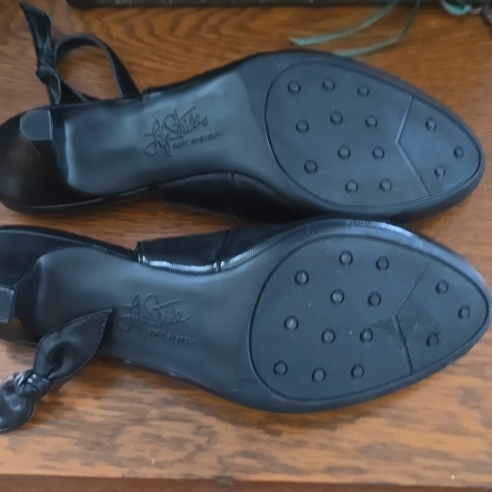 Parisian Black Bow Sling back Round Toe Vegan Leather Low Kitten Heel